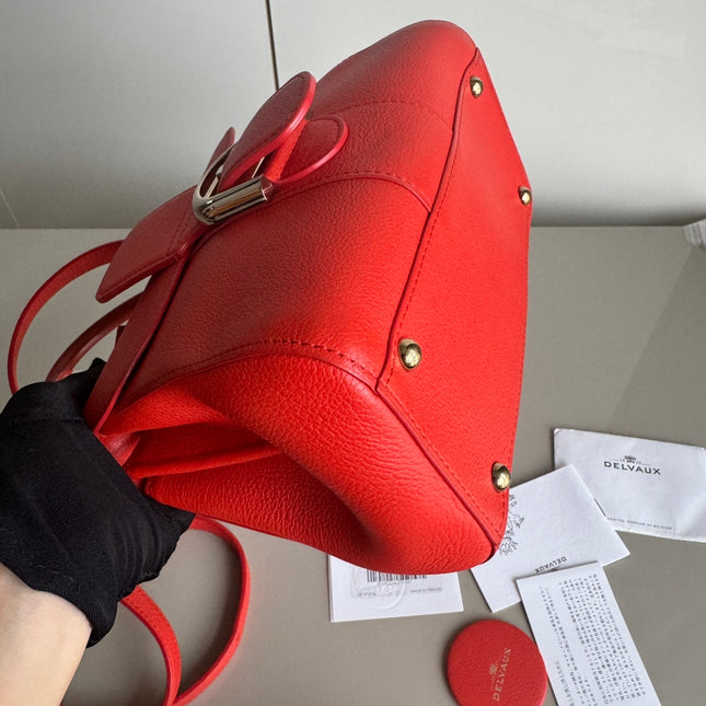Sold Delvaux Brilliant Mini Bright Red Calfskin Leather Crossbody Bag