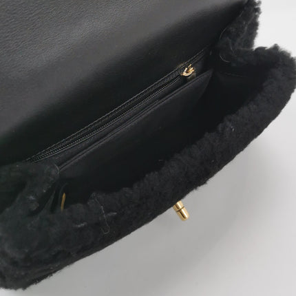 Chanel Coco Handle Small Black Shearling Gold Hardware, 2017