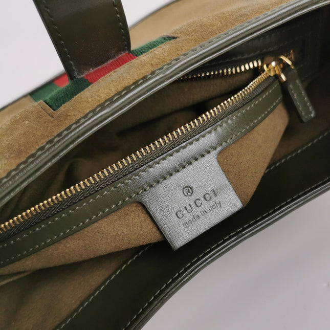 Gucci Jackie 1961 Small Olive Green Suede and Leather Bag