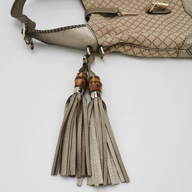 Sold Gucci Jackie 1961 Soft Monogram Canvas and Leather Bag Medium