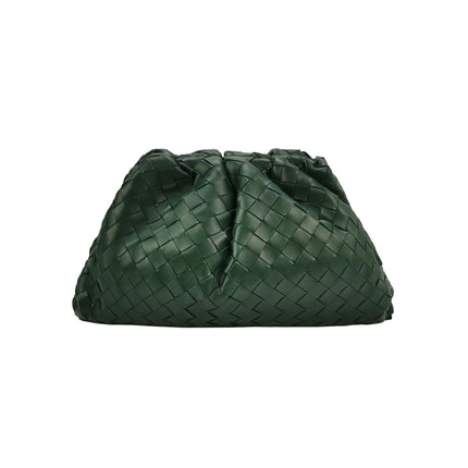 Bottega Veneta Pouch Large Intrecciato Dark Green Calfskin Leather Clutch