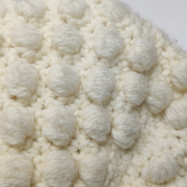 Fendi Baguette Bag White Crochet Knit Wool Pompom Shoulder Bag