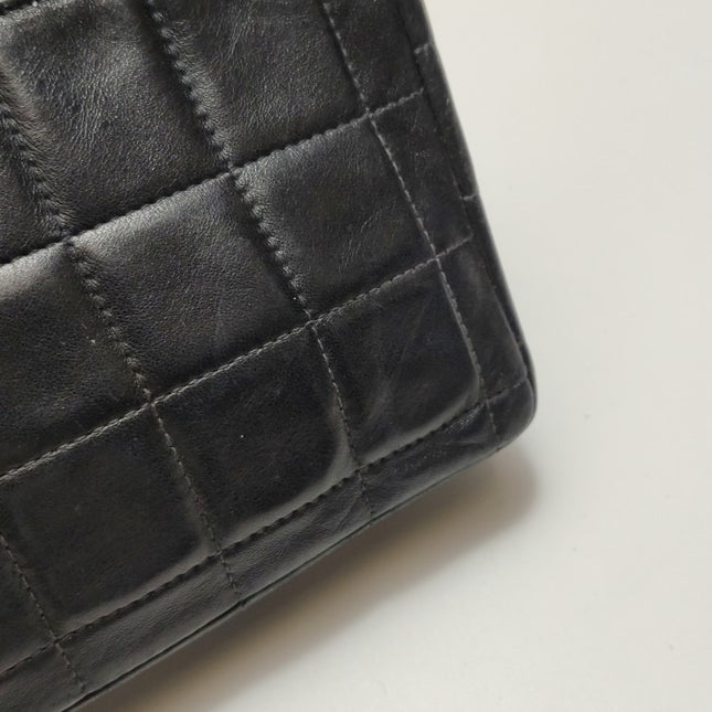 Chanel East West Chocolate Bar Black Leather Silver Hardware, 2000-2002