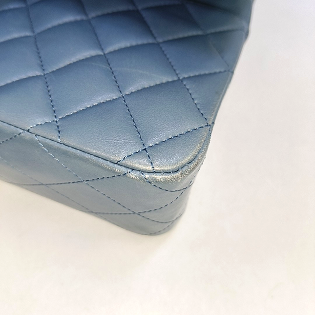 Chanel Timeless Classic Flap Medium Misty Blue Lambskin Leather Silver Hardware, 2012