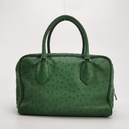 Prada Inside Bag Green Ostrich Leather Green Lambskin Leather Interior Medium