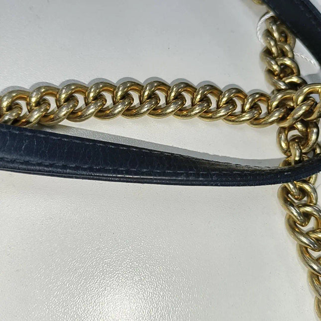 Sold Chanel Classic Flap 2014 Medium Navy Fabric Diamond Quilting Crossbody Bag