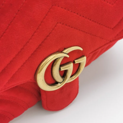 Gucci Marmont Mini Flap Red Velvet Handbag