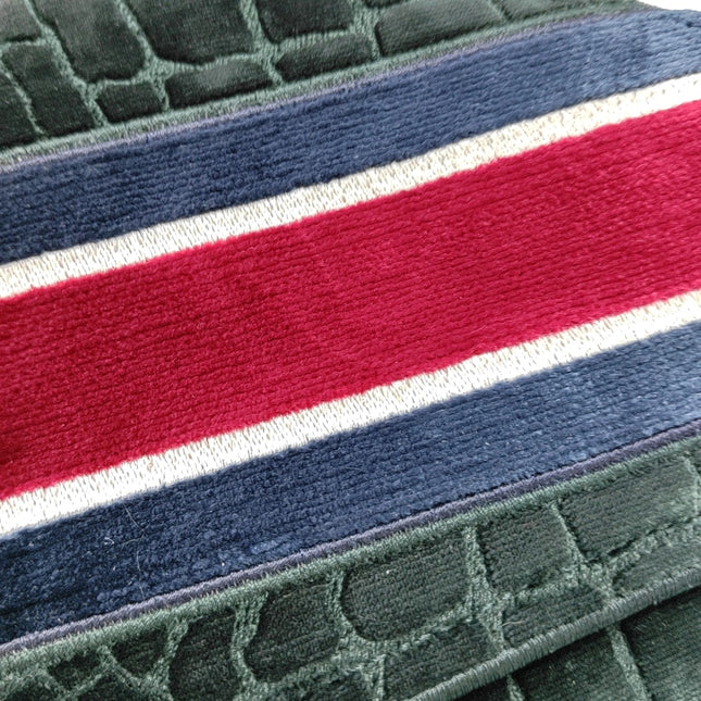 Dior Saddle Medium Green Velvet Crocodile Style Print Handbag