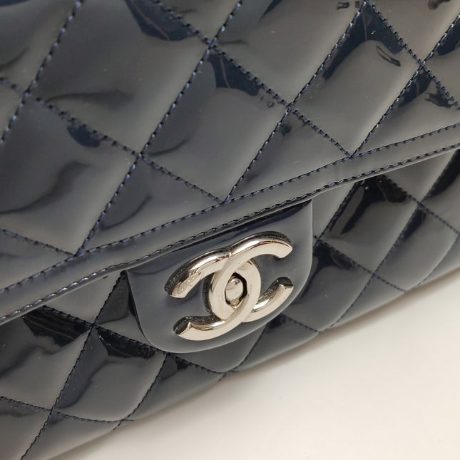 Chanel Coco Shine Small Tote Black Quilted Patent Leather Silver Hardware 2014-15