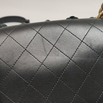 Chanel Le Boy Bag Small Camellia Black Lambskin Leather Gold Hardware