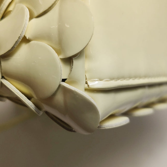 Bottega Veneta Andiamo Small Butter Yellow Fish Scale Patent Leather Handbag