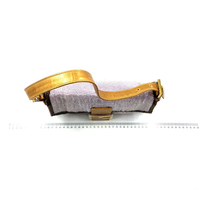 Sold FENDI Baguette Lilac Purple Glitter beads and Gold Leather