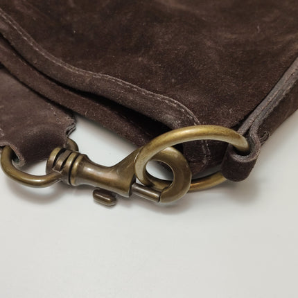 Miu Miu Brown Suede Leather Shoulder Bag Snap Hook