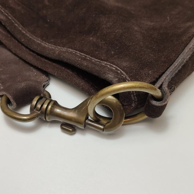 Miu Miu Brown Suede Leather Shoulder Bag Snap Hook