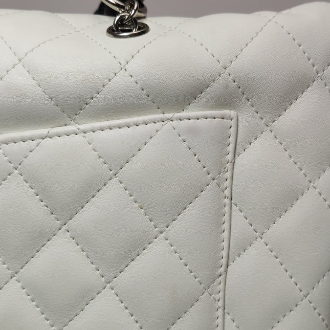Chanel Cambon Multi-pocket Ligne Reporter Bag Large White Calfskin Leather