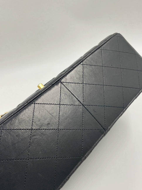 Sold Chanel Classic Flap Jumbo 2012 Black Lambskin Leather Double Flap with Gold Hardware