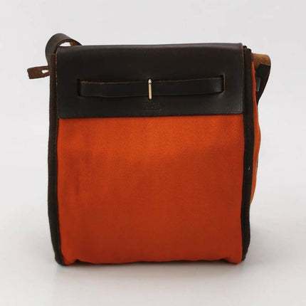 Hermes Herbag Mini Red and Orange Canvas Silver-tone Hardware Crossbody Bag
