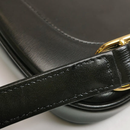 Gucci Jackie 1961 Black Leather Bag Small With Long Strap