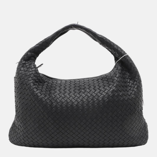 Bottega Veneta Intrecciato Hobo Bag Medium Black Lambskin leather 48cm-Luxbags