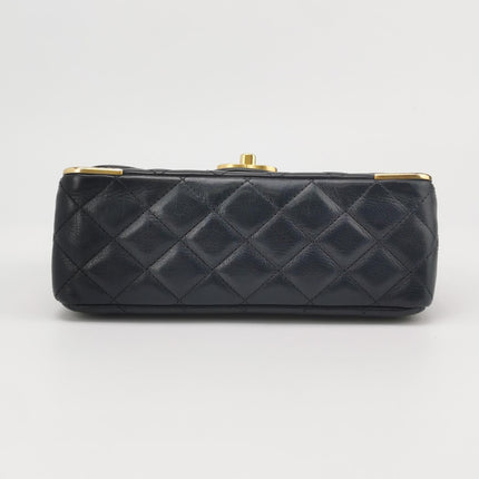 Chanel Rock The Corner Mini Flap Bag Navy Calfskin Leather Gold Hardware Corners 2017-18