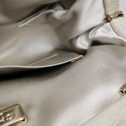 Chanel White Rabbit Fur Kiss Lock Clutch Chain Bag