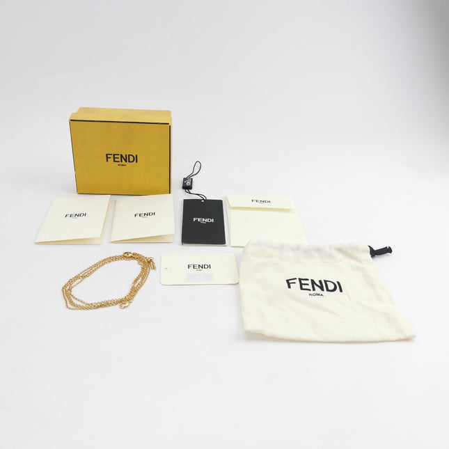 Fendi Nano Baguette Charm Beaded Brown Zucca Psychedelic Print Chain Strap