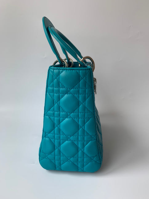Sold Lady Dior Medium Bag Blue Cannage Lambskin Leather