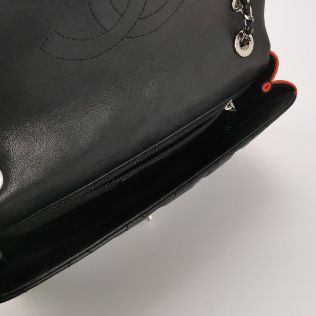 Chanel Timeless Classic Flap Lambskin Plexiglass Quilted Medium Cuba Color Flap Black with Multicolor Trim