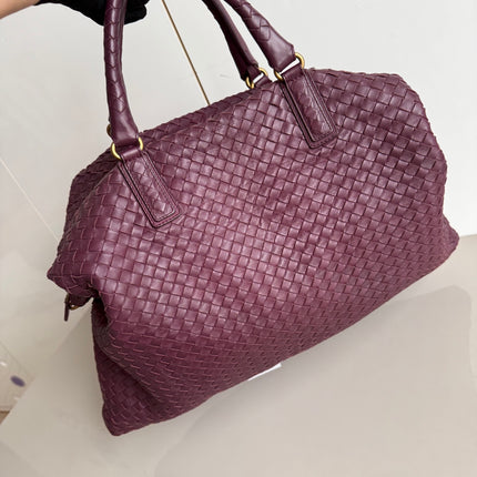 Bottega Veneta Maxi Convertible Tote Bag Wine Burgundy Leather Gold Hardware 50cm