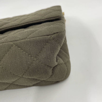 Chanel 2.55 Double Flap Bag 2009 Jumbo Khaki Green Cloth with Gold Hardware