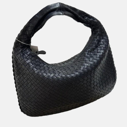 Bottega Veneta Intrecciato Hobo Bag Medium Black Lambskin leather 40cm-Luxbags