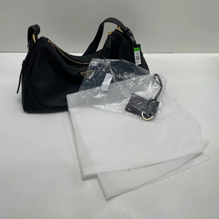 Prada Aimée Black Large Calfskin Leather Shoulder Bag