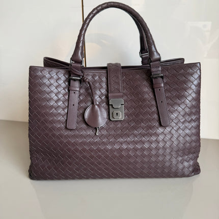 Bottega Veneta Roma Large Intrecciato Nappa Leather Dark Brown 35cm