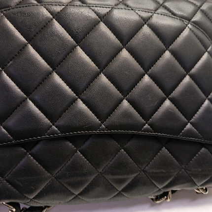 Chanel Classic Flap Jumbo Black Lambskin Leather Single Flap with Silver Hardware