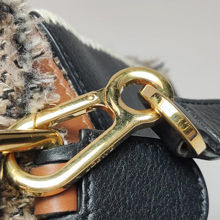 Loewe Puzzle Medium Brown Leather and Tweed Shoulder Bag