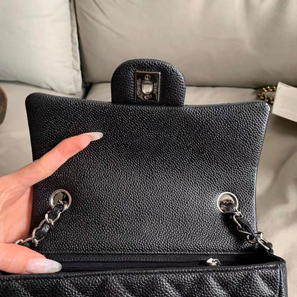 Chanel Classic Flap Mini Black Caviar Silver Hardware 2017-18