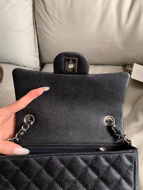 Chanel Classic Flap Mini Black Caviar Silver Hardware 2017-18