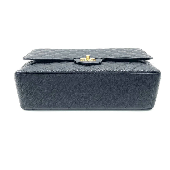 Sold Chanel Classic Flap Maxi Black Caviar Leather Double Flap with Gold Hardware, 2014-2015