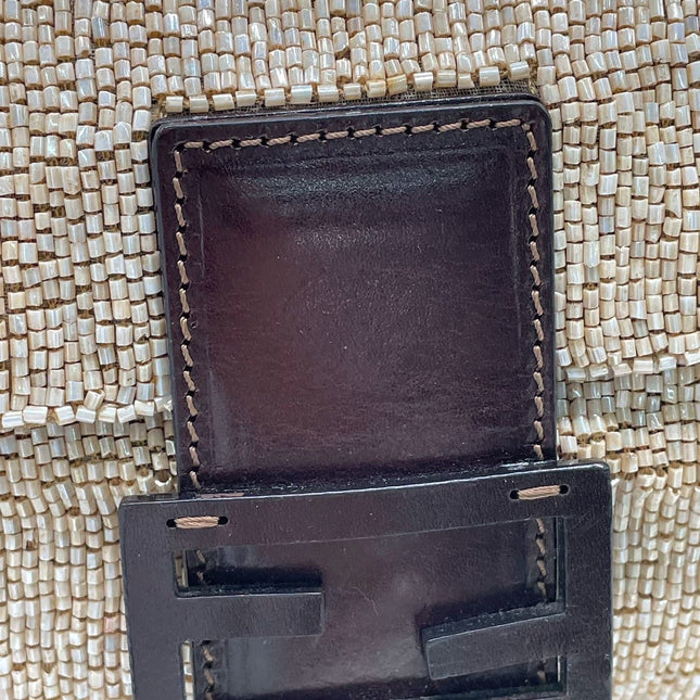 Fendi Baguette Shoulder bag with Glitter Beige Beads