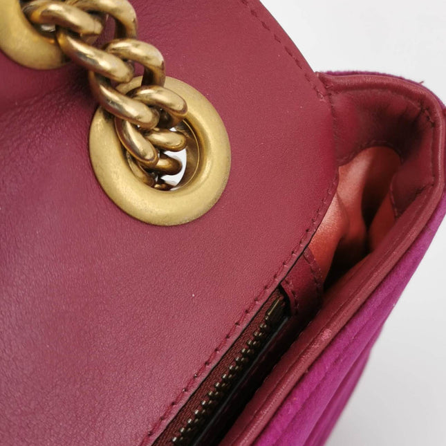 Sold Gucci Marmont Mini Flap Pink Velvet Handbag