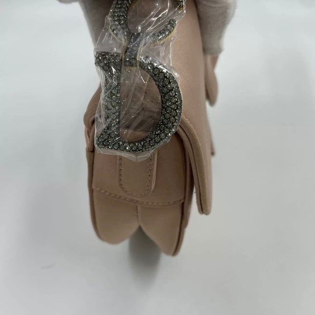 Dior Saddle Mini Pink Silk Satin with Crystal Buckle