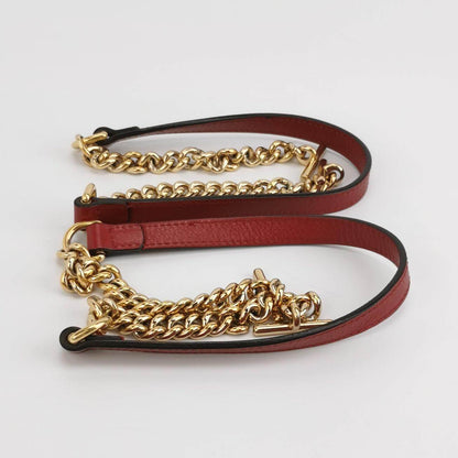 Gucci 1955 Horsebit Chain Tote Red Leather and Monogram Canvas