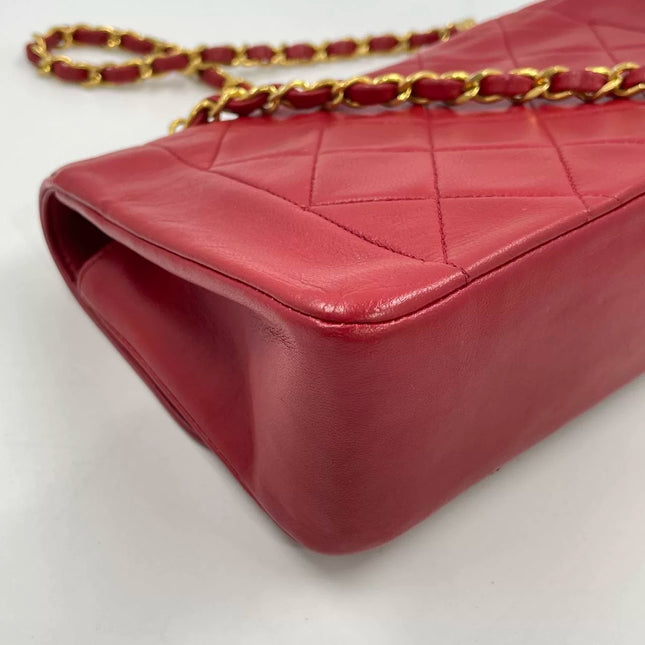 Chanel Diana CC Flap Bag Small Vintage Red Lambskin Leather with 24k Gold HW, 1989-1991