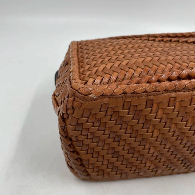 Loewe Puzzle Small Leather Woven Braided Caramel Tan Crossbody Bag