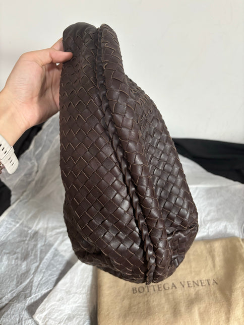 Bottega Veneta Belly Hobo Intreccio Leather Dark Chocolate Brown Large 55cm