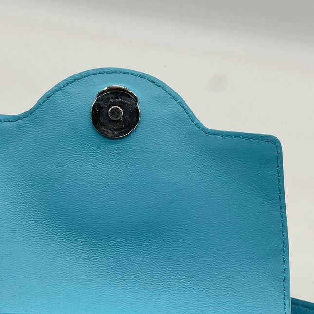 Versace La Medusa Mini Crystal Embellished Top Handle Bag in Blue Pink