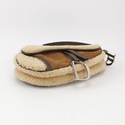 Sold Dior Saddle Vintage Shoulder Bag Shearling Brown and While