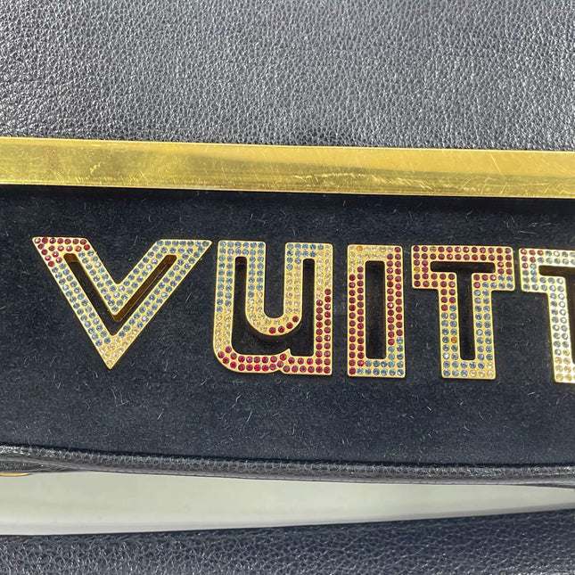Louis Vuitton Avant-Garde Pochette Clutch Suede Leather Crystal Logo, 2011