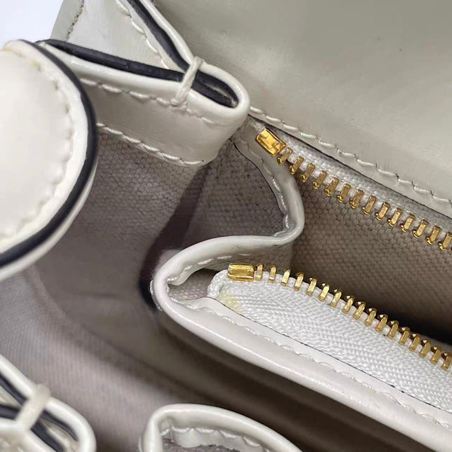 Gucci Bamboo 1947 Top Handle Bag Small White Box Leather Canvas Strap