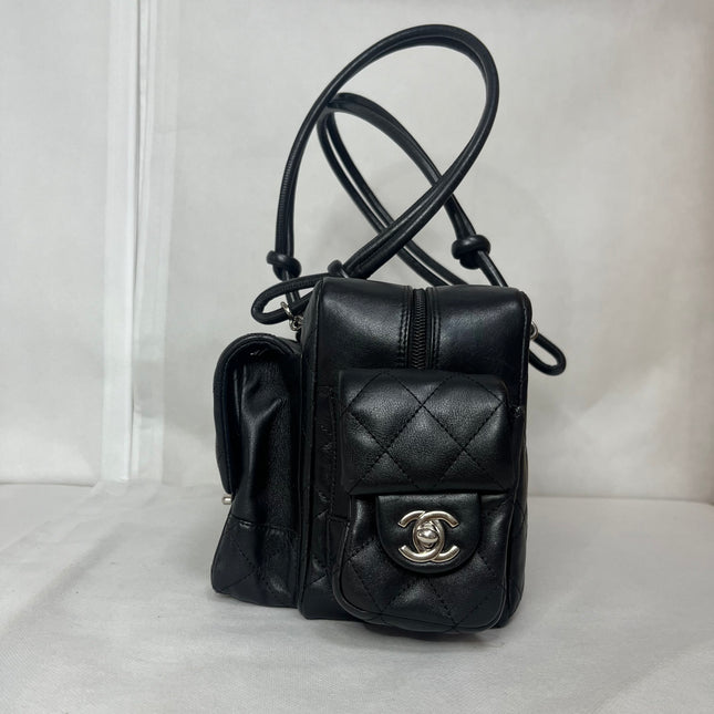 Chanel Cambon Multi-pocket Ligne Reporter Bag Medium Black Calfskin Leather